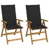 VidaXL Set of 2 Reclining Garden Chairs with Cushions, Patio Seats, Dining Chairs, Patio Furniture 3064066