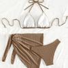 Europe, America, Three-Piece Bikini Set, Strap-On One-Piece Swimsuit With Sunshade Skirt
