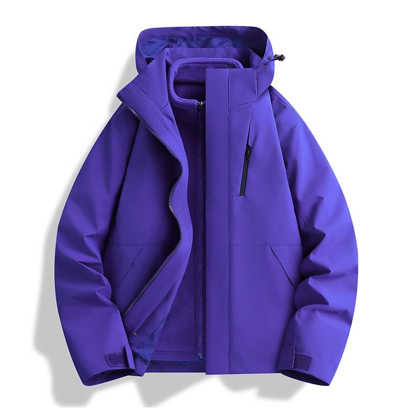 Couple 3-in-1 Waterproof Jacket Solid Color Outdoor Casual Sport Coat Men Women