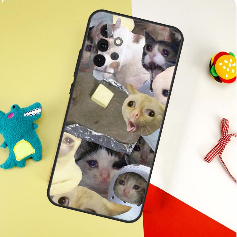 Crying Cat Memes And Dog Case For Samsung Galaxy A54 A34 A24 A14 A12 A22 A32 A42 A52 A72 A52S A51 A71 A13 A53 Cover