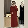 Hooded Medium and Long Autumn and Winter Knitted Dress, New Lazy Style Loose and Thin Women's Sweater Skirt
