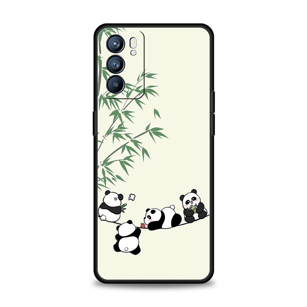 Phone Case For Oppo Reno13 Reno12 Reno11 F Reno10 Pro A54 A53 A95 A76 A74 A57 A98 A80 A79 5G A78 4G Cover Cartoon Panda