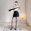 Elegant White-Collar Lingerie Set: Bodycon Skirt & Sexy Sleepwear for Women