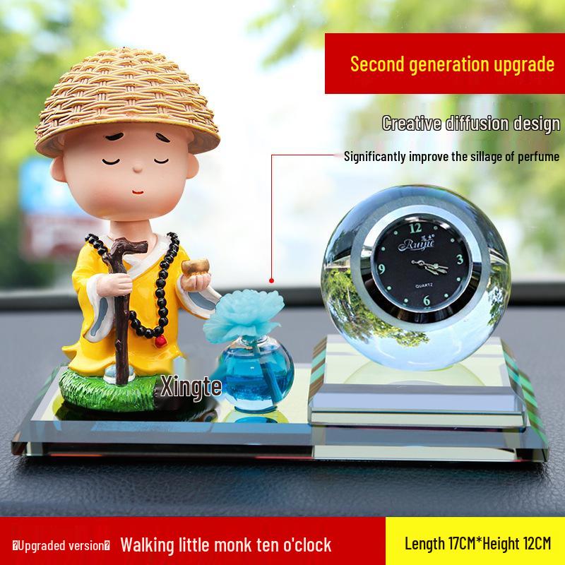 Solar-Powered Monk Car Perfume Shaking Head Cartoon Ornament
