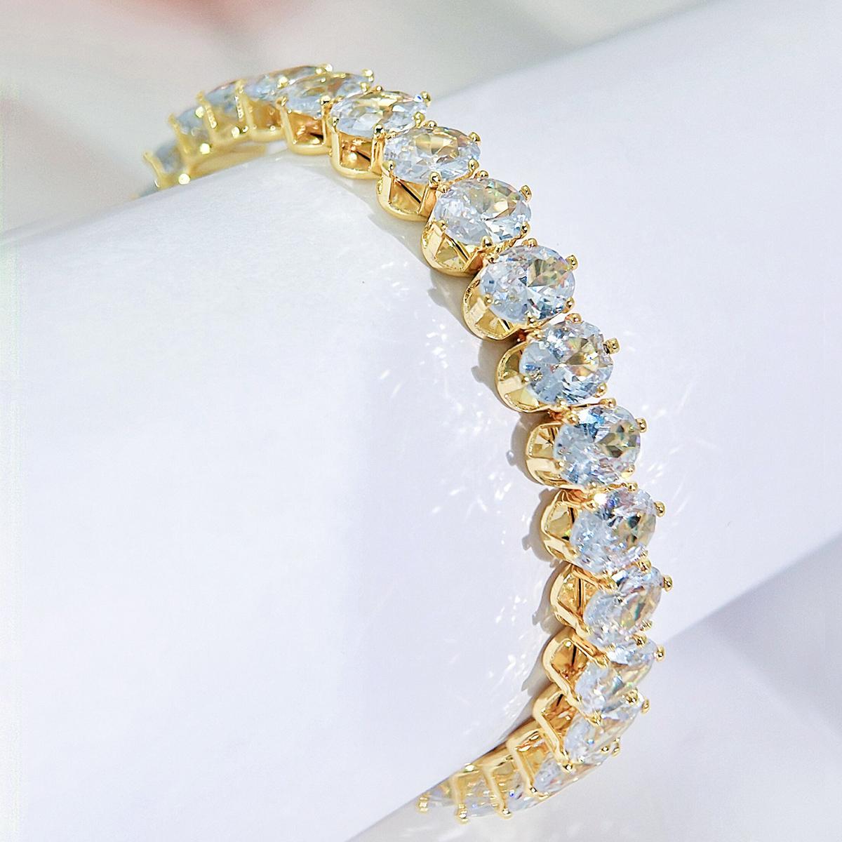 

CMM сверкающие овальные браслеты с кубическим цирконием, регулируемые открытые браслеты на манжетах для женщин, модный бренд 2024 года, ювелирные изделия золотого цвета, подарок на день рождения золотой