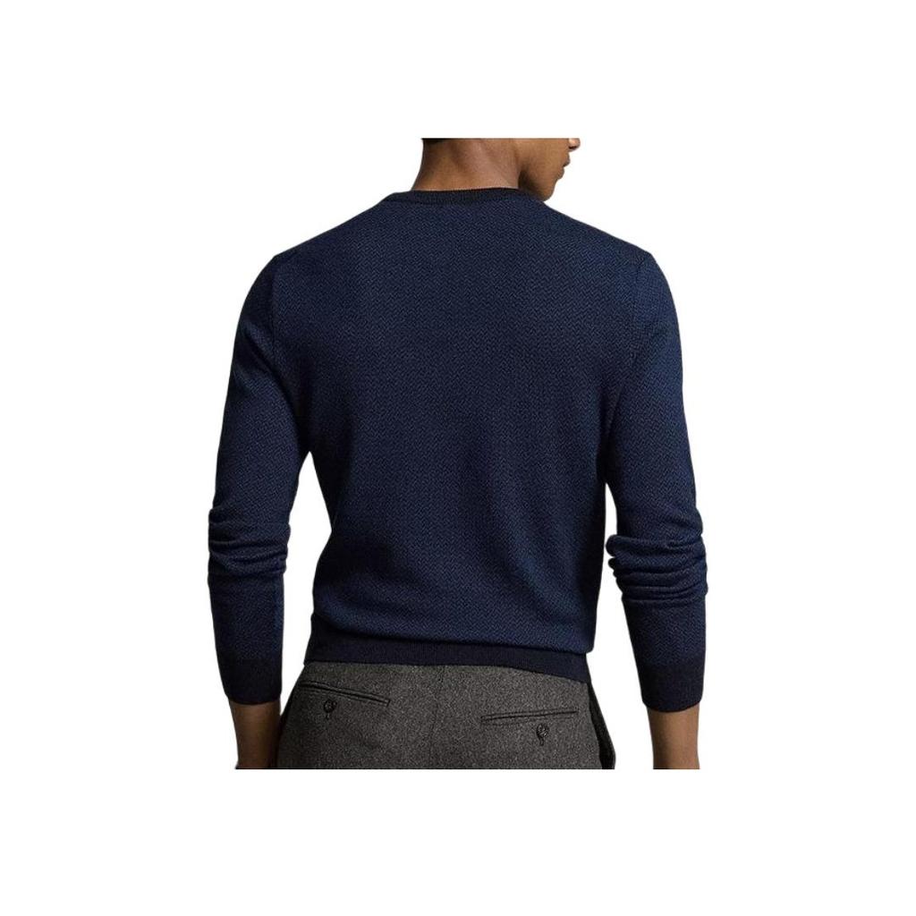 Polo Ralph Lauren Solid Color Crew Neck Knitted Long Sleeve Sweater Men sweater Blue 710917042-003