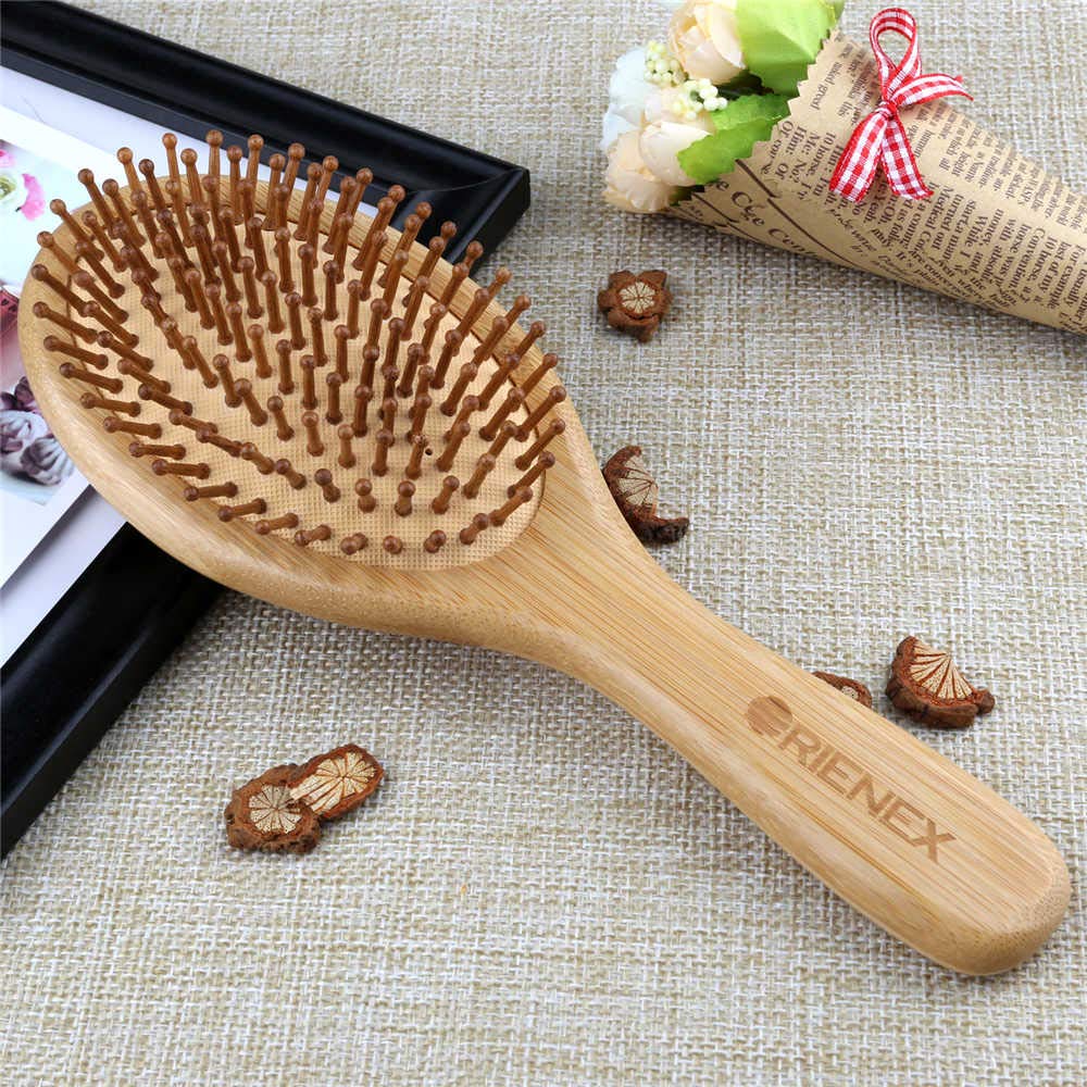 [Amazon Exclusive Brand] ORIENEX Bamboo Hairbrush with Wooden Comb for Beautiful Hair Care, Scalp & Shoulders (Medium)