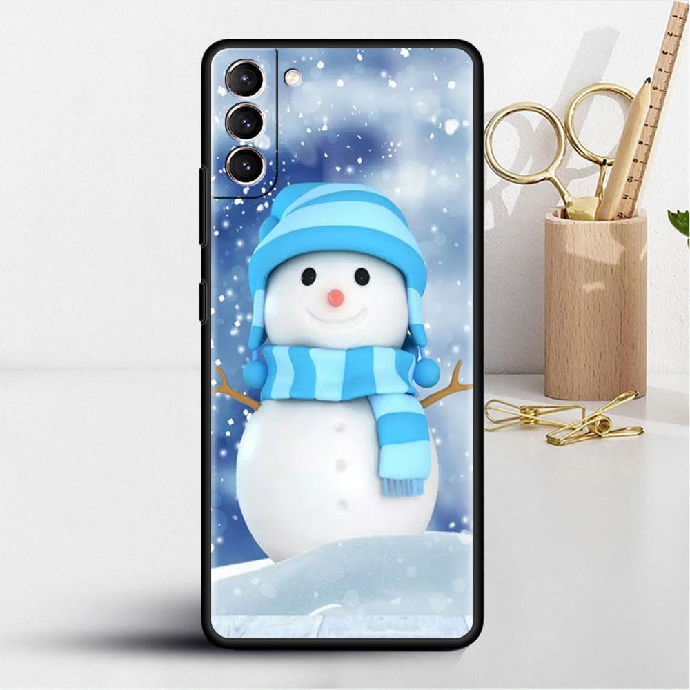 Cartoon Snowman Christmas Soft Case For Samsung Galaxy S22 S20 FE S21 S10 S9 Plus S8 Note 20 Ultra 10 Lite Phone Cover Shell