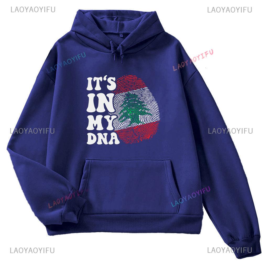 This Is Not My Dna Lebanon Flag Map Men's Long Sleeve Hoodie Autumn/Winter 2024 Lebanon Map Graphic Print Autumn Sweatshirt
