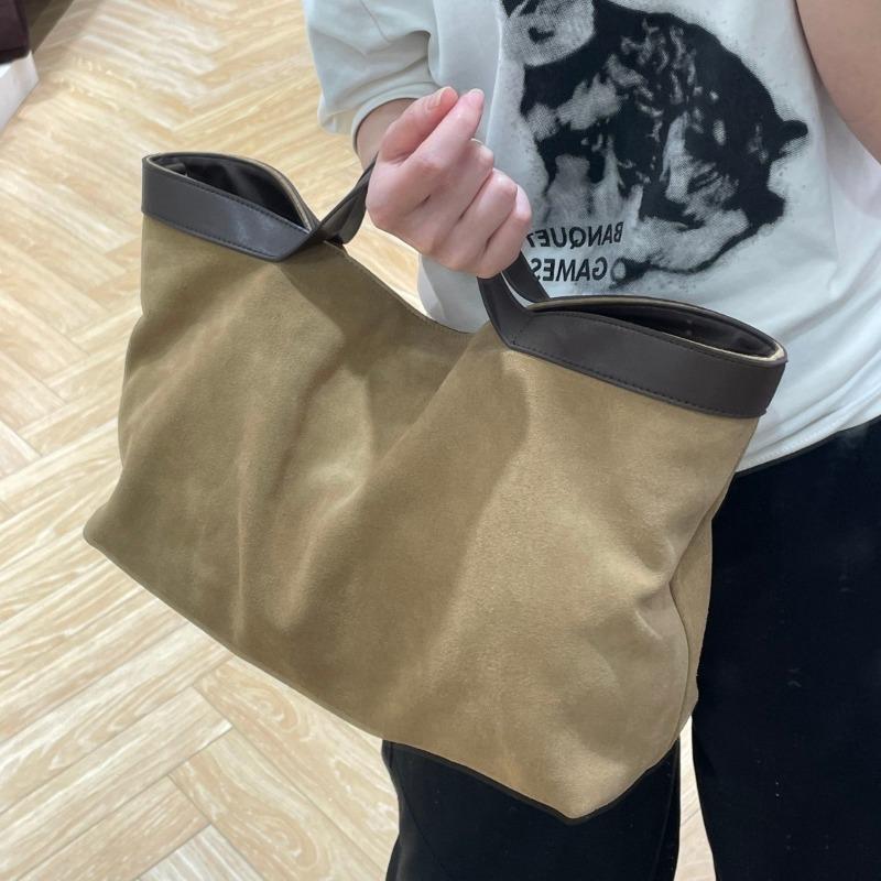 Retro Autumn and Winter Suede Matte Tote Bag, High-end Handbag, Versatile Commuter Messenger Women's Bag, Large-capacity Bag