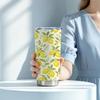 Car Tumbler 591ml(1 Random Straw Included)Lemon Leaf MotifStraight Travel Mug Commuter Cup Vacuum Insulated Cup