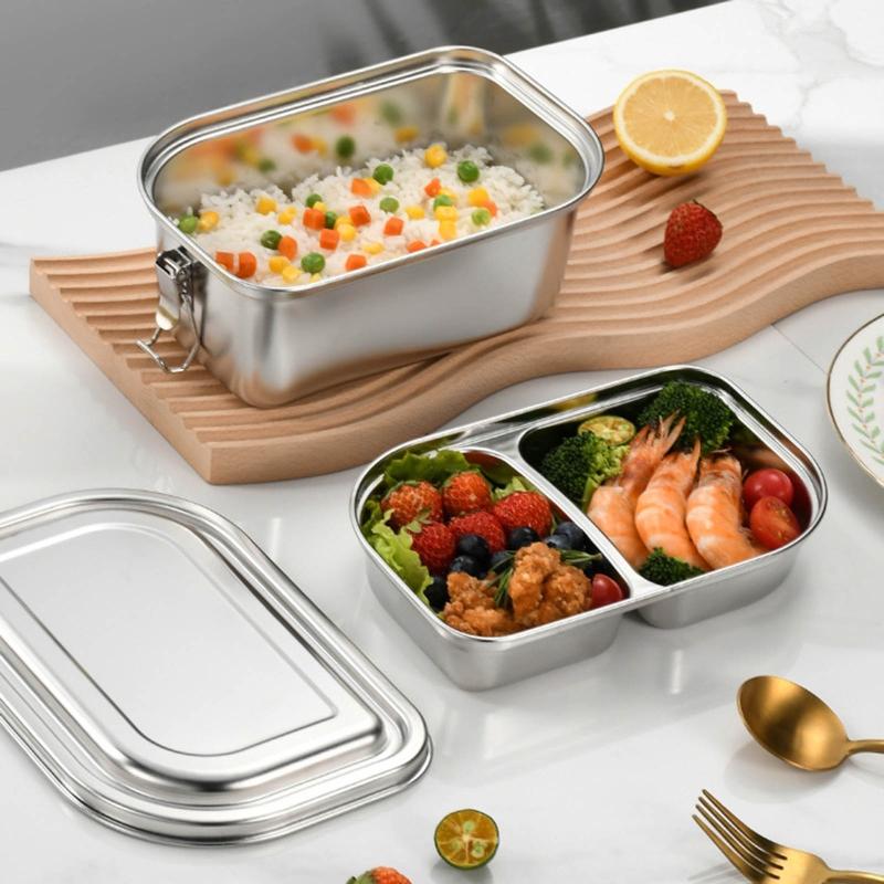 Metal Steel Lunch Box Leak Proof Bentos Box Metal Food Storage Container with Lid Lunch Container Dishwasher Safe