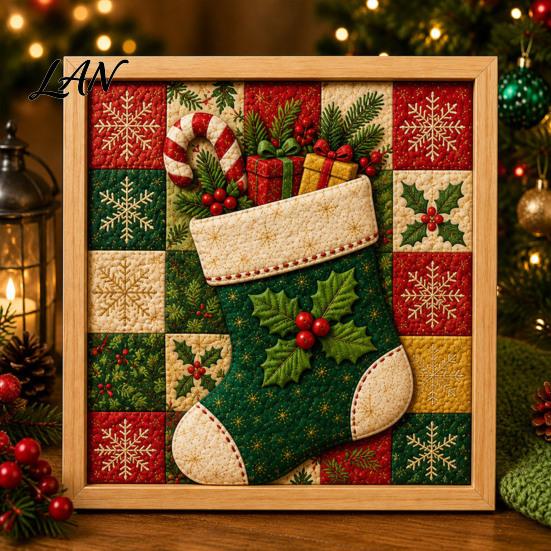 Handmade Santa Snowman Reindeer Crafts DIY Christmas Fabric Art Painting Kit, 3D Patchwork Wall Decor Making Creative Activity for Family Set