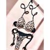 2026 Sexy Leopard Print Swimwear Women'S Split Bikini Set Woven Rope Strap Fringe Beach Women'S Two-Piece Swimsuit Bathing Suit