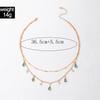 Simple and Stylish Green Diamond-encrusted Water Drop Necklace Alloy Chain Water Diamond Neck Chain