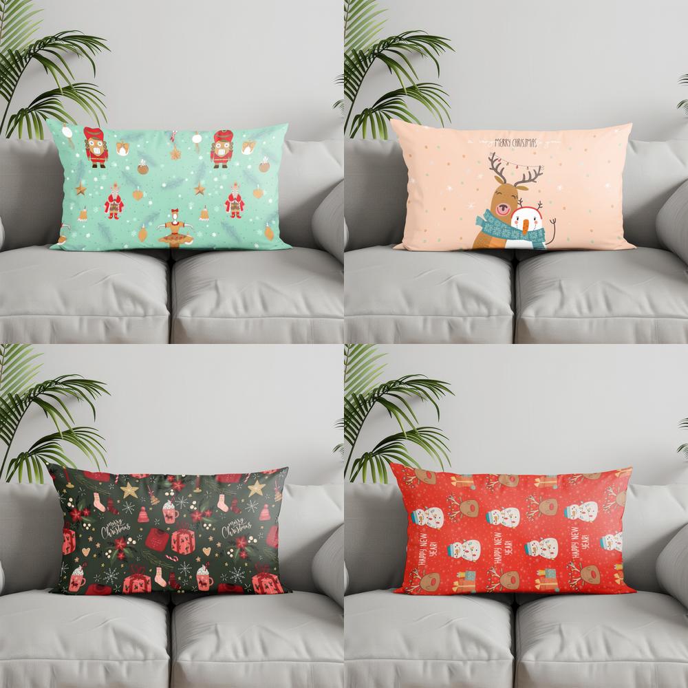 Home Decor Festive Christmas Pattern Pillow Suitable For Sofa Bedroom Car Pillow Cover Cushion Rectangular Back Cushion