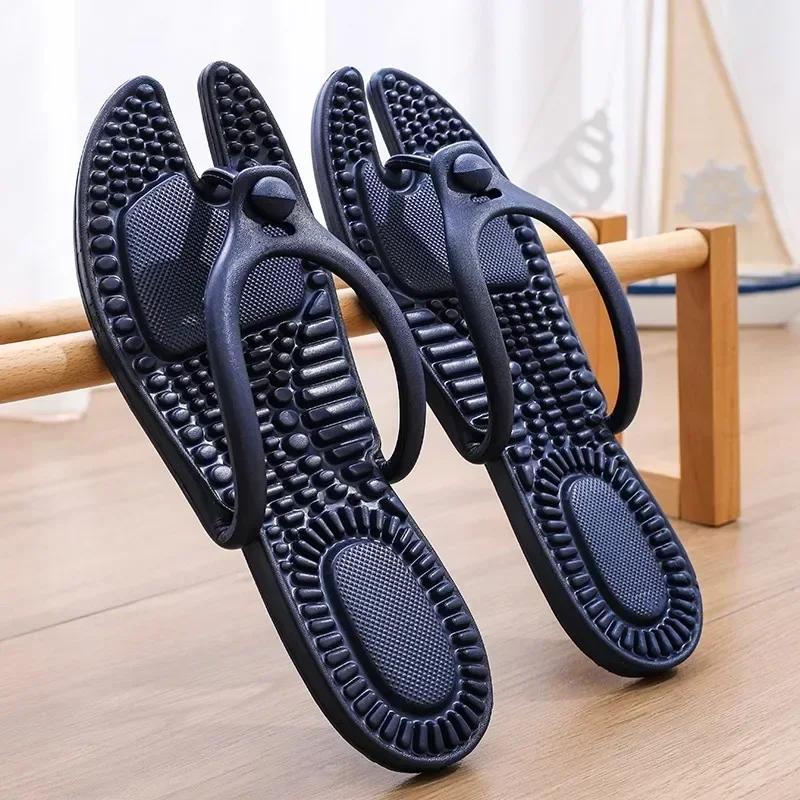 Fashion 2025 Hot Sell New Uxst Men's Platform Flip Flops Bathroom Home Women Hotel Slippers Outdoor Travel Folding Slippers Non-slip