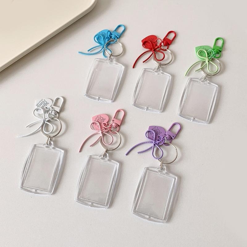 Contemporary Acrylic Photo Display Organizer Compact Keychain Card Sleeve Decorative Desk Accessory For Daily Use