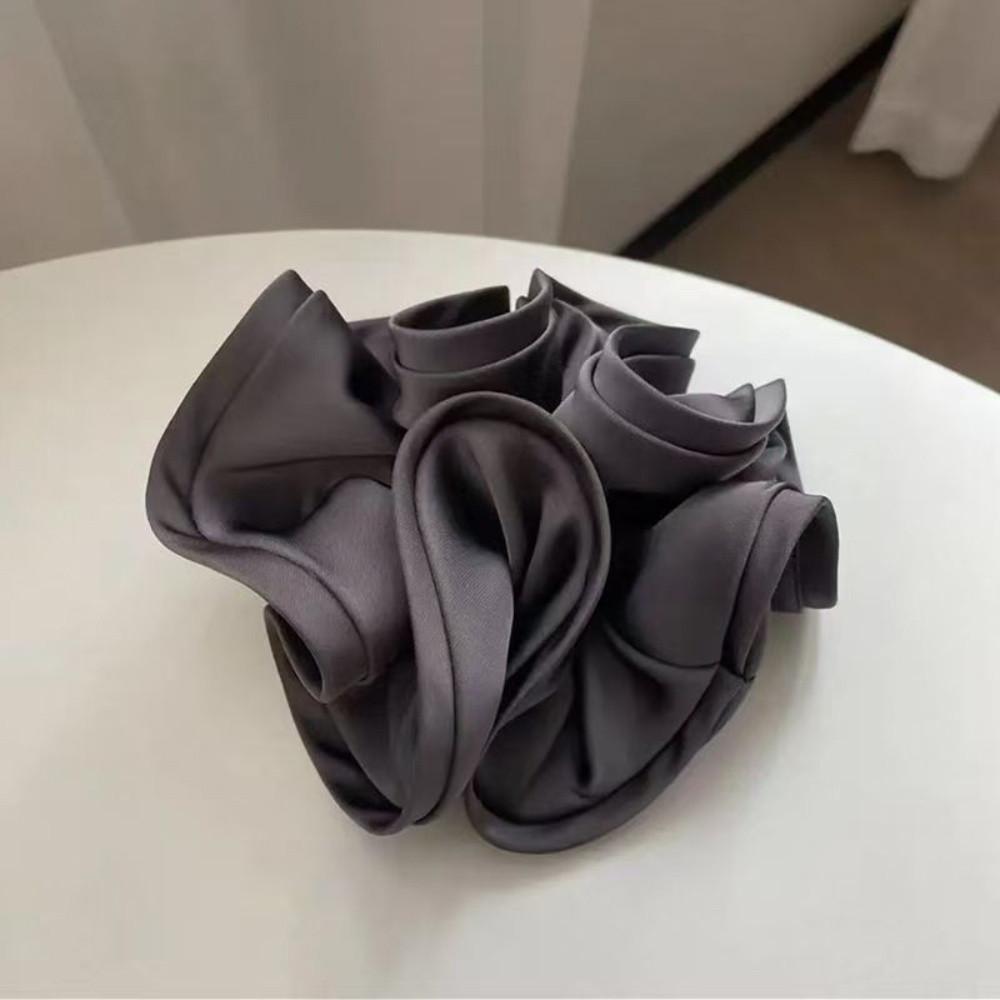 Fabric Pleated Large Intestine Hair Band Solid Color Retro Satin Versatile Ponytail Headpiece