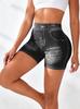 High-Waisted Butt-Lifting Faux Denim Yoga Shorts for Women - Tight, Quick-Dry, Summer Fitness Wear