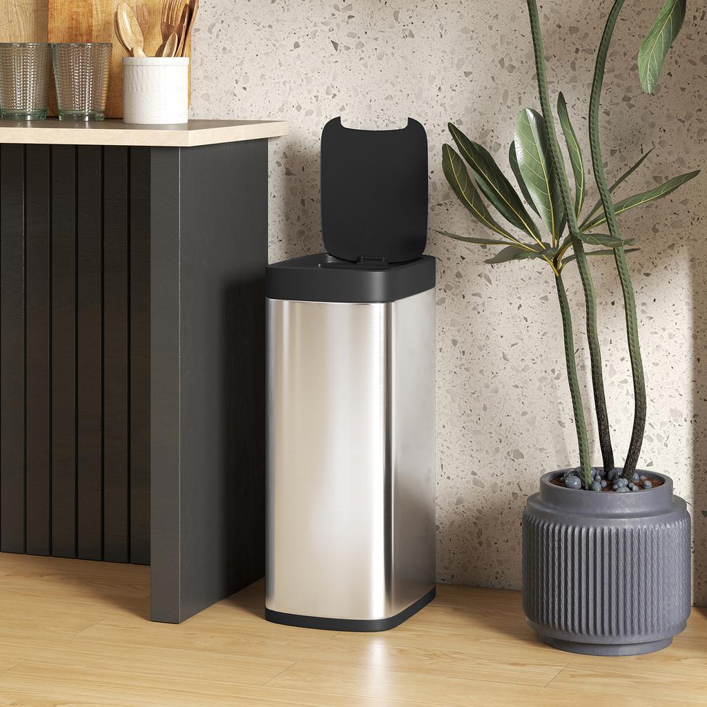 Automatic Kitchen Bin, 50 L, Motion Sensor, Battery, 26.5 x 35.5 x 68 cm, Silver