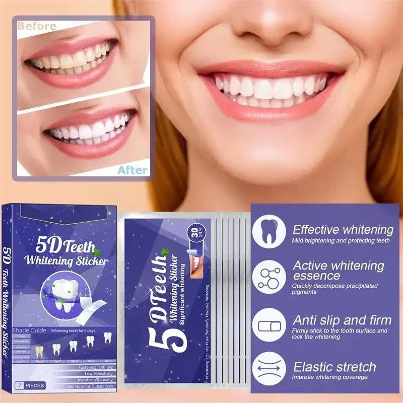 5D Whitening Teeth Stickers Gel Whitening Strips Stain Removal Oral Hygiene Care Strip Dental Bleaching Clean Oral Hygiene Teeth