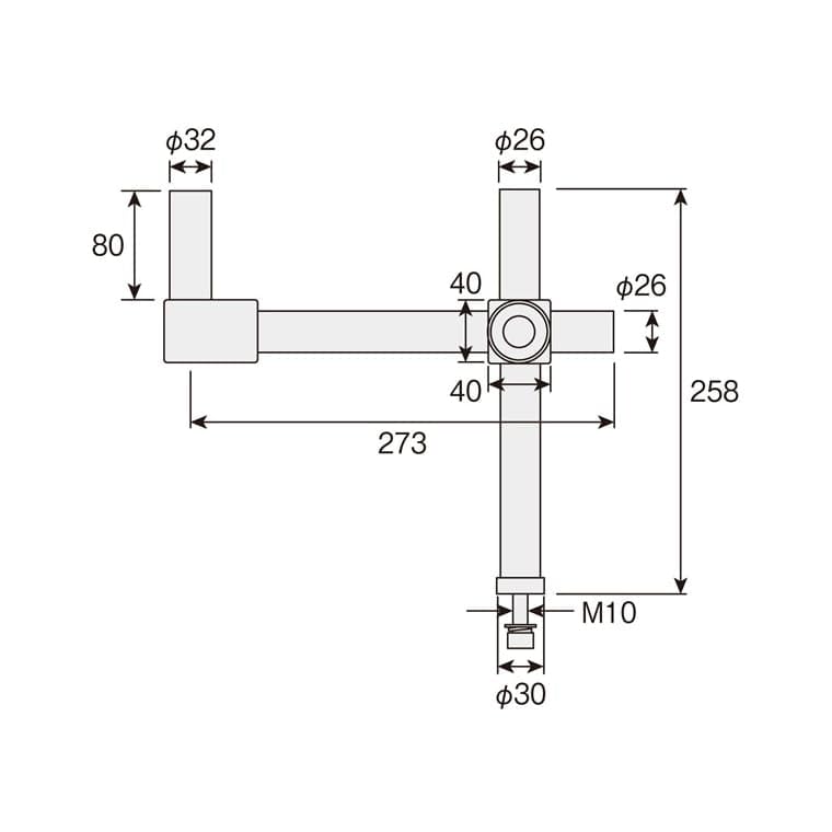 HOZAN Long Straight Arm for Optical for Fixing Mounting Post Instruments, Microscopes, Cameras, Etc., Diameter 32mm, L-424
