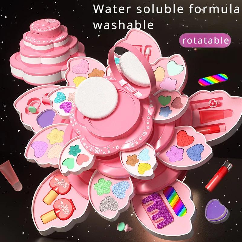 Coffret de maquillage pour enfants, jouets cosmétiques à ouverture rotative pour petites filles, ensemble de maquillage de princesse pour améliorer la créativité et l'imagination