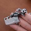 Retro Style Skull Knife Necklace Pendant for Men Punk Hip Hop Stainless Steel Skeleton Bottle Opener Gothic Jewelry