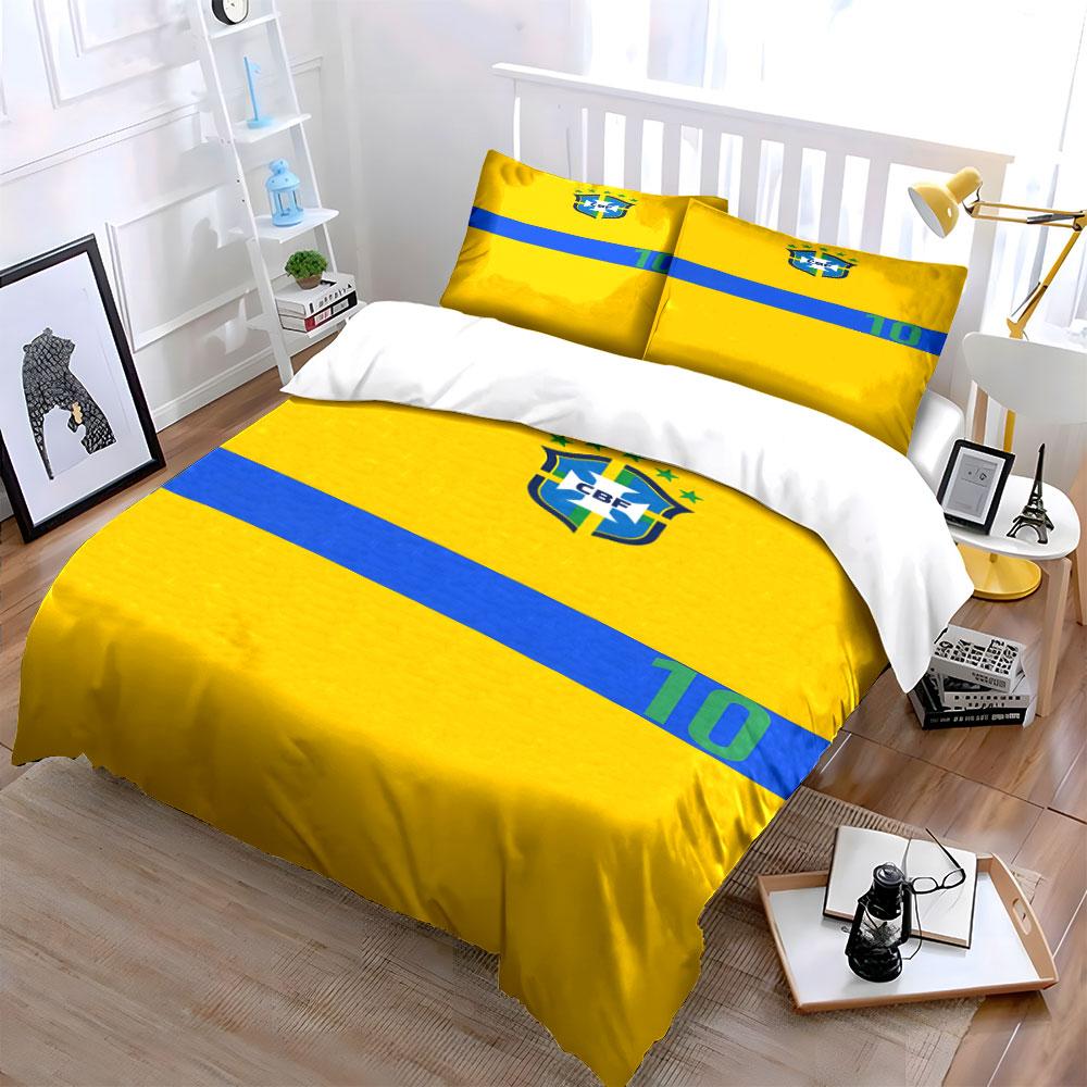 Yellow, blue stripes, CBF emblem. Bedding sets Duvet cover sets Duvet covers Pillowcases(1*Duvet Cover 2*Pillowcases without duvet insert)