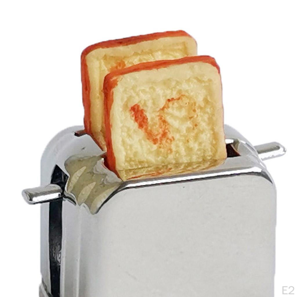 1/12 Dollhouse Mini Metal Modern Kitchen Set Bread Maker with Toasts Furniture Accessory