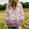 Women's Casual Floral Print Long Sleeve Hooded Jacket with Pockets and