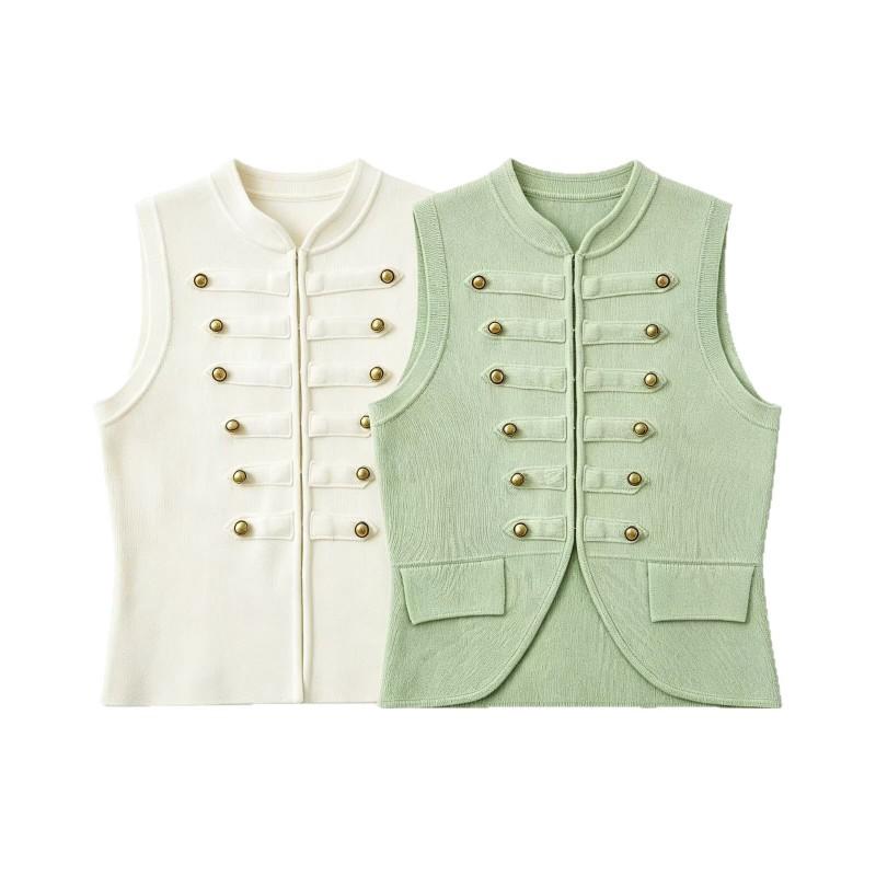 Womens 2026 Chinese Style Button Vest Fresh Layering Waistcoat