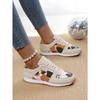 Leopard Print Casual Single Shoes Round Toe Platform Color-Block Low Top Sneakers