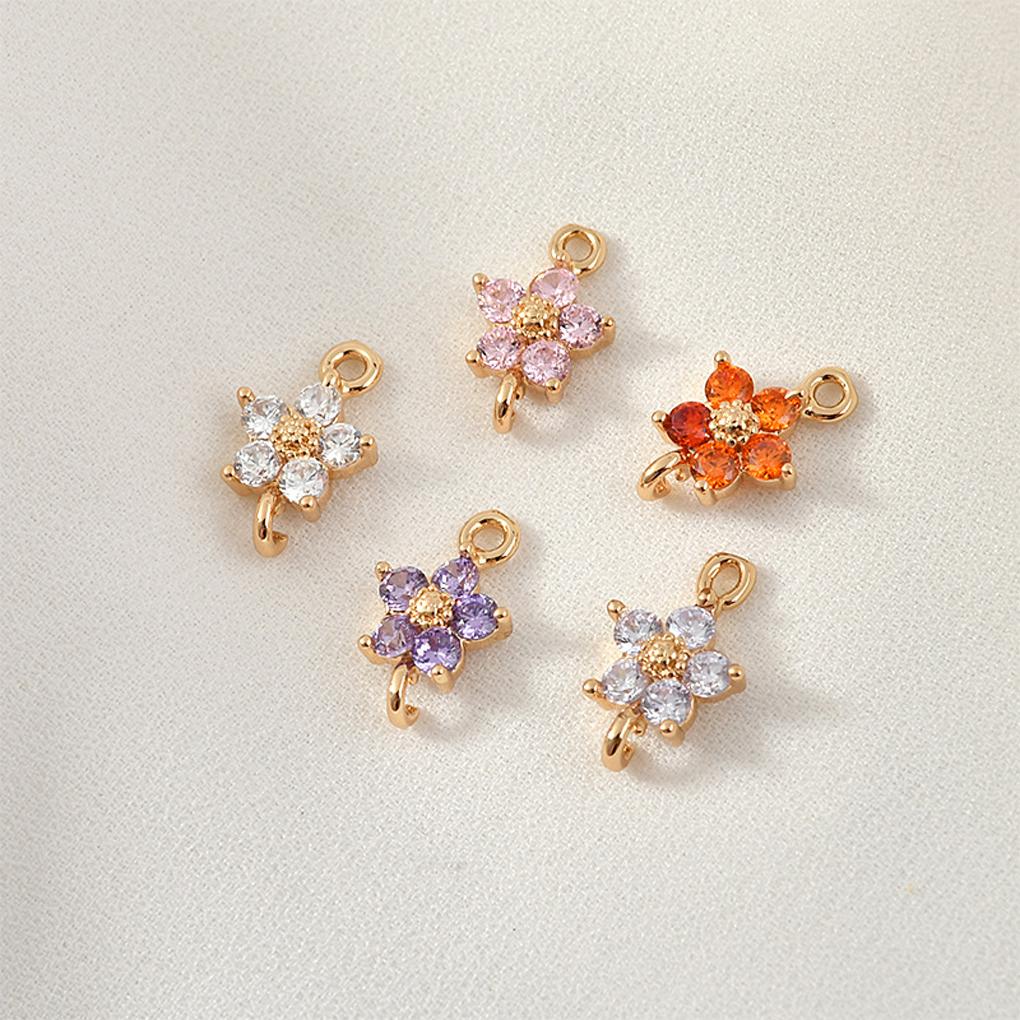 Crystal Zircon Flower Pendant Necklace DIY Delicate Pendants Jewelry Handicraft Finding for Hairclip Bracelet Brooch