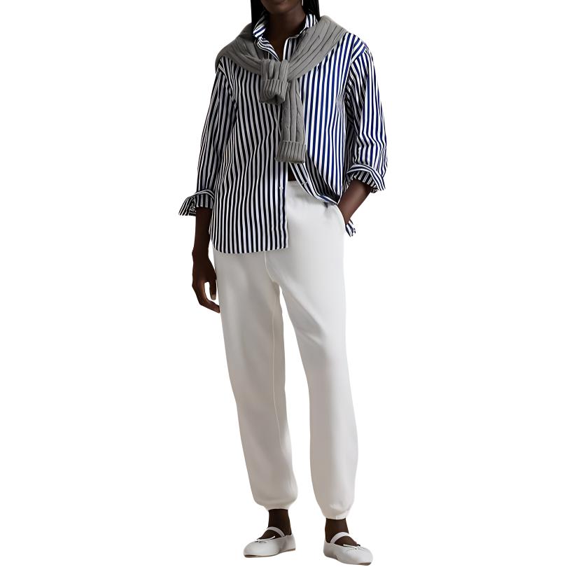 Polo Ralph Lauren Ss24 Solid Color Logo Embroidered Long Casual Pants Women bottoms White WMPOPNTNBQ20249-100