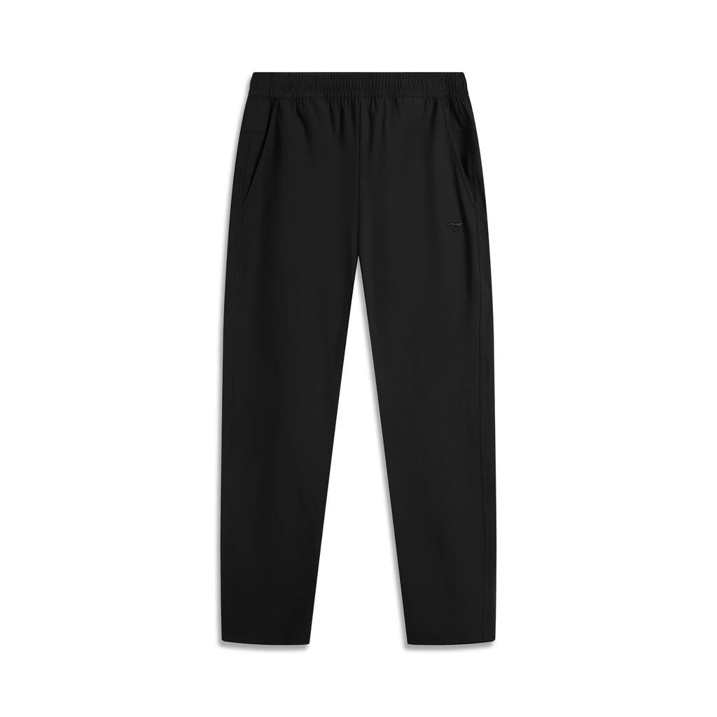 Li Ning Sports Trend Series Solid Color Mid Waist Breathable Versatile Loose Sports Long Pants Unisex Bottoms Black AYKV189-2