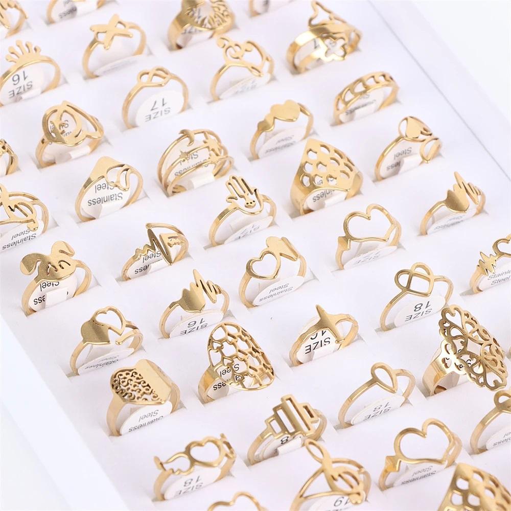 10pcs Stainless Steel Rings Fashion Jewelry Silver/Gold/Black/Multicolor