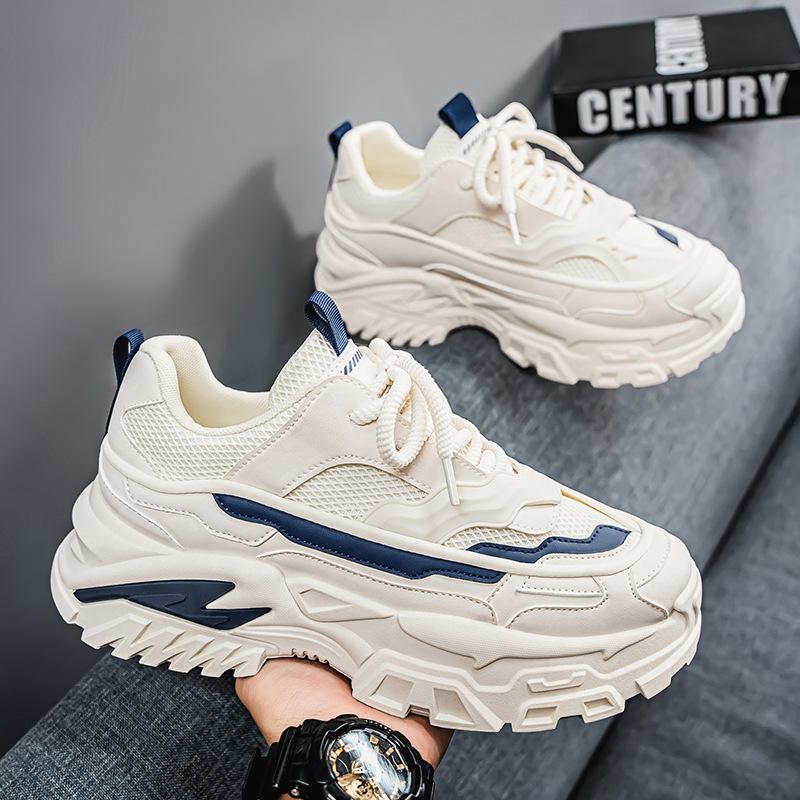 

Men s shoes 2025 new spring mesh breathable youth thick-soled wear-resistant casual sports men s popular dad shoes 45