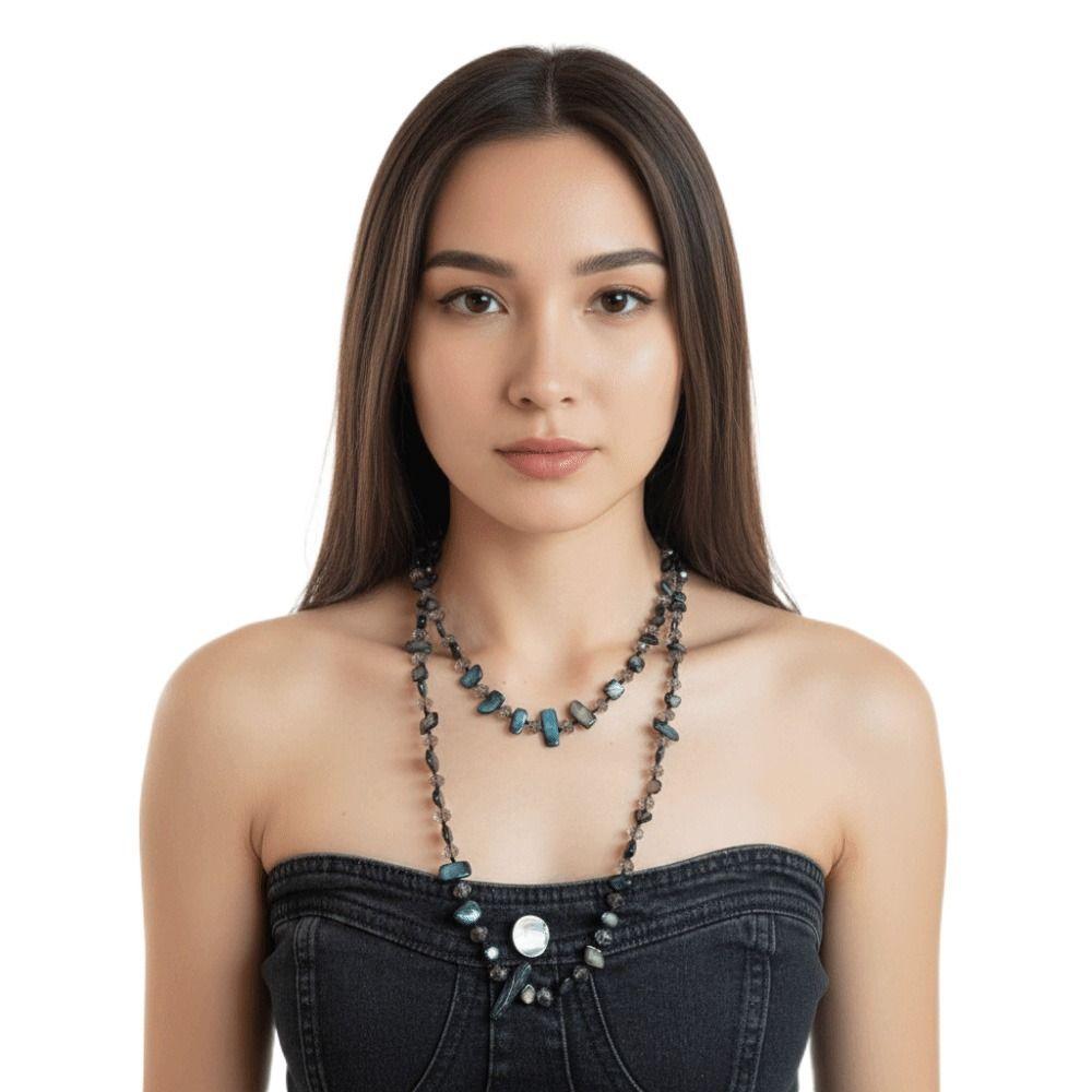 Irregular Antique Necklace Bohemian Double Layers Necklace Multi-Color Retro Necklace  Women Girls