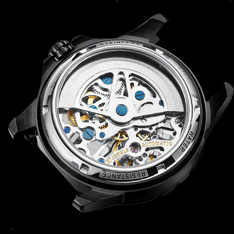 AILANG Nuevo Reloj Hueco Reloj Mecánico Automático Completo Impermeable Reloj de Hombre Correa de Silicona