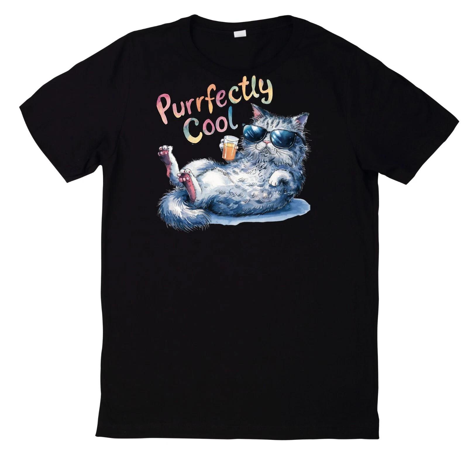 T-Shirt Lustiges Katzen Motiv Baumwolle L