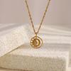 MamacitaSlay 316L Stainless Steel Zircon Sun Moon Necklace 18K Gold Plated Waterproof Neck Jewelry Women's Creative Necklace