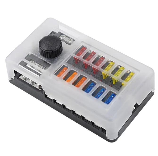 Fuse Box 6 Way Blade Fuse Block Holder Waterproof M5 Stud With LED Indicator Light For Auto Car Boat Turck Marine 12V 32V Amagi