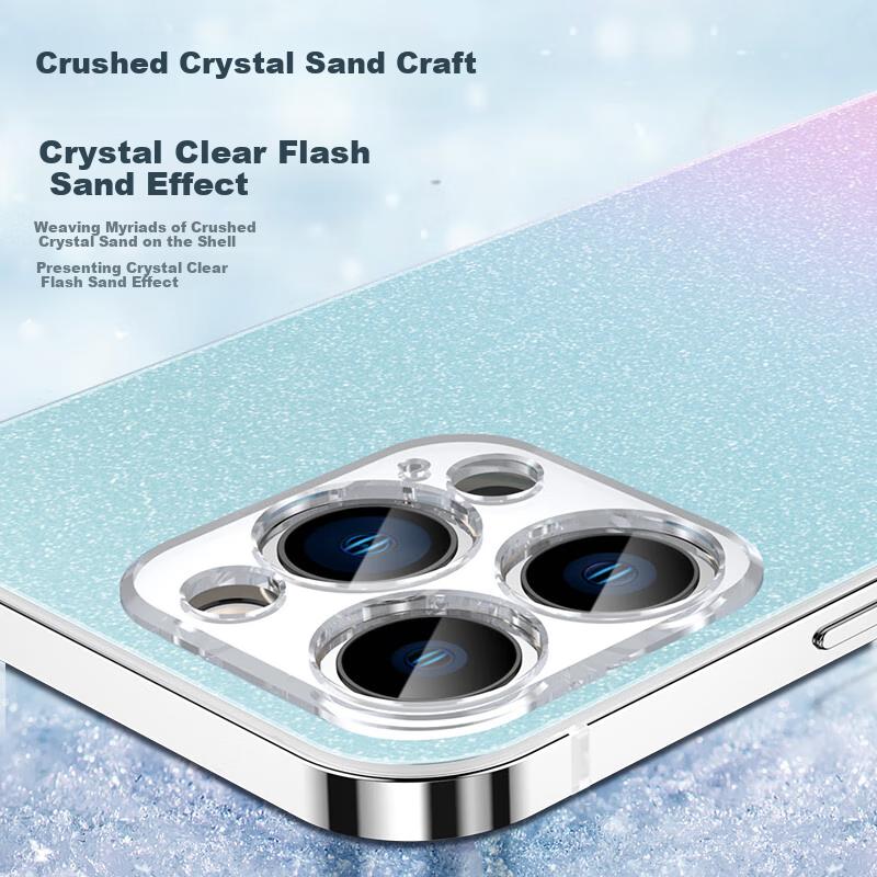 Jingsha Gradient | Stainless Steel FrameIPhone 14 Pro Case, Apple 14 Pro Protective Cover, Ultra-Thin Frosted Shockproof - Sky Blue
