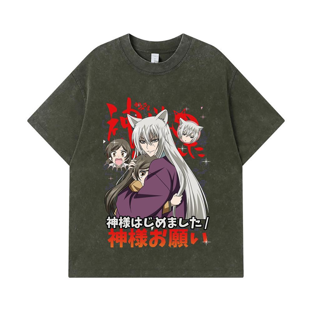 275 GSM Washed T-shirts 100% Cotton Kamisama Kiss V1 Print Unisex Heavy Cotton T Shirt S
