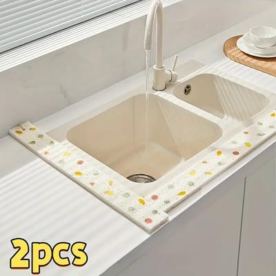 Kitchen Sink Dish Drying Mats, Absorbent Plastic Sink Edge Protector, Quick Dry Non-Slip Countertop Mats for Utensils and Glassware