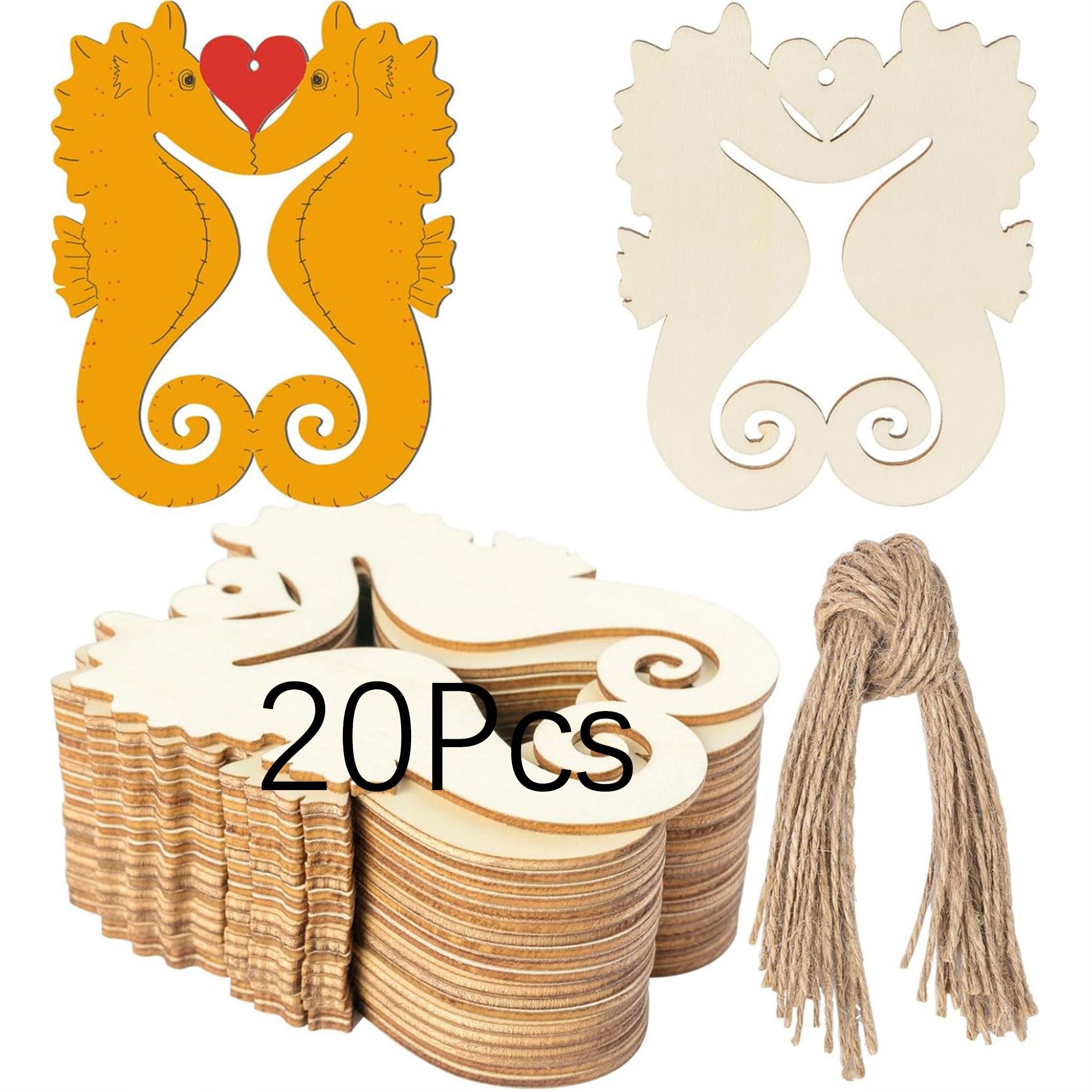 

20pcs Seahorse Unfinished Crafts Wood Chip Decorations Suitable For Birthday Wedding Party Desktop Decoration Diy Painting Gift