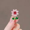 Exquisite Red Maple Leaf Brooch For Women Shiny Rhinestone Plant Pin Corsage Party Sweater Coat Jewelry Accessories