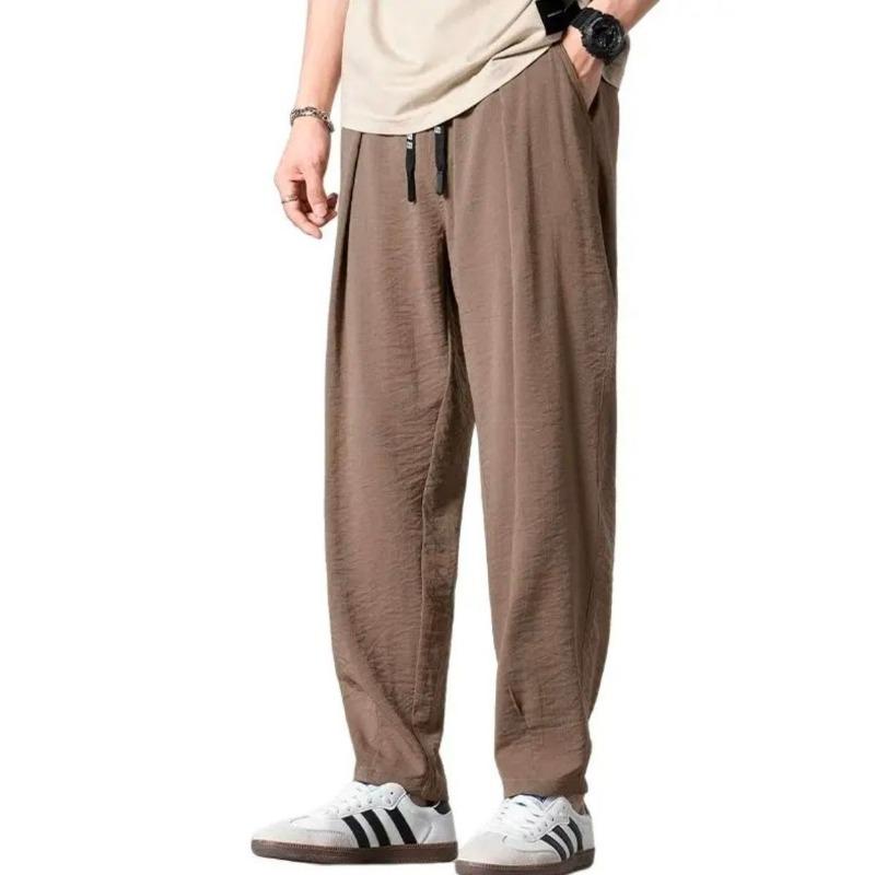 Summer Thin Pants Men's Trendy Brand Loose Large Size Ice Silk Casual Pants Drop Straight Pants